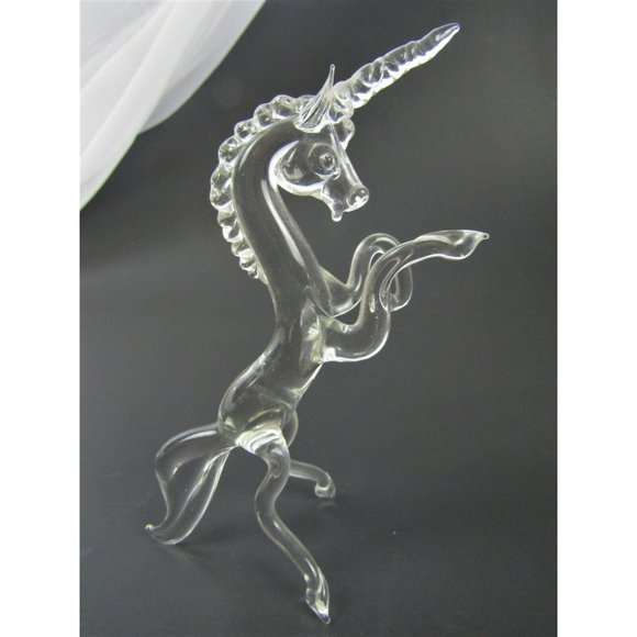 Unmarked Accents Large Vintage 7s Hand Spun Glass Crystal Unicorn Figurine Mint 7 Poshmark